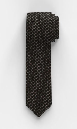 Olymp barna fekete mintás selyem nyakkendő férfi