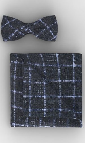 Olymp sötét kék mintás gyapjú csokornyakkendő szett férfi