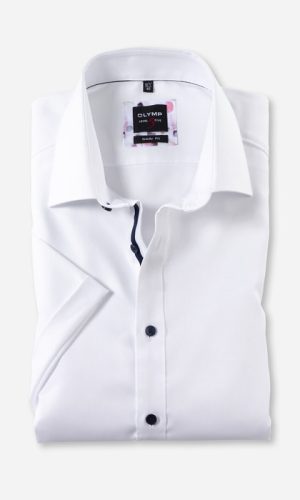 Olymp, body fit fehér, rövid ujjú ing férfi