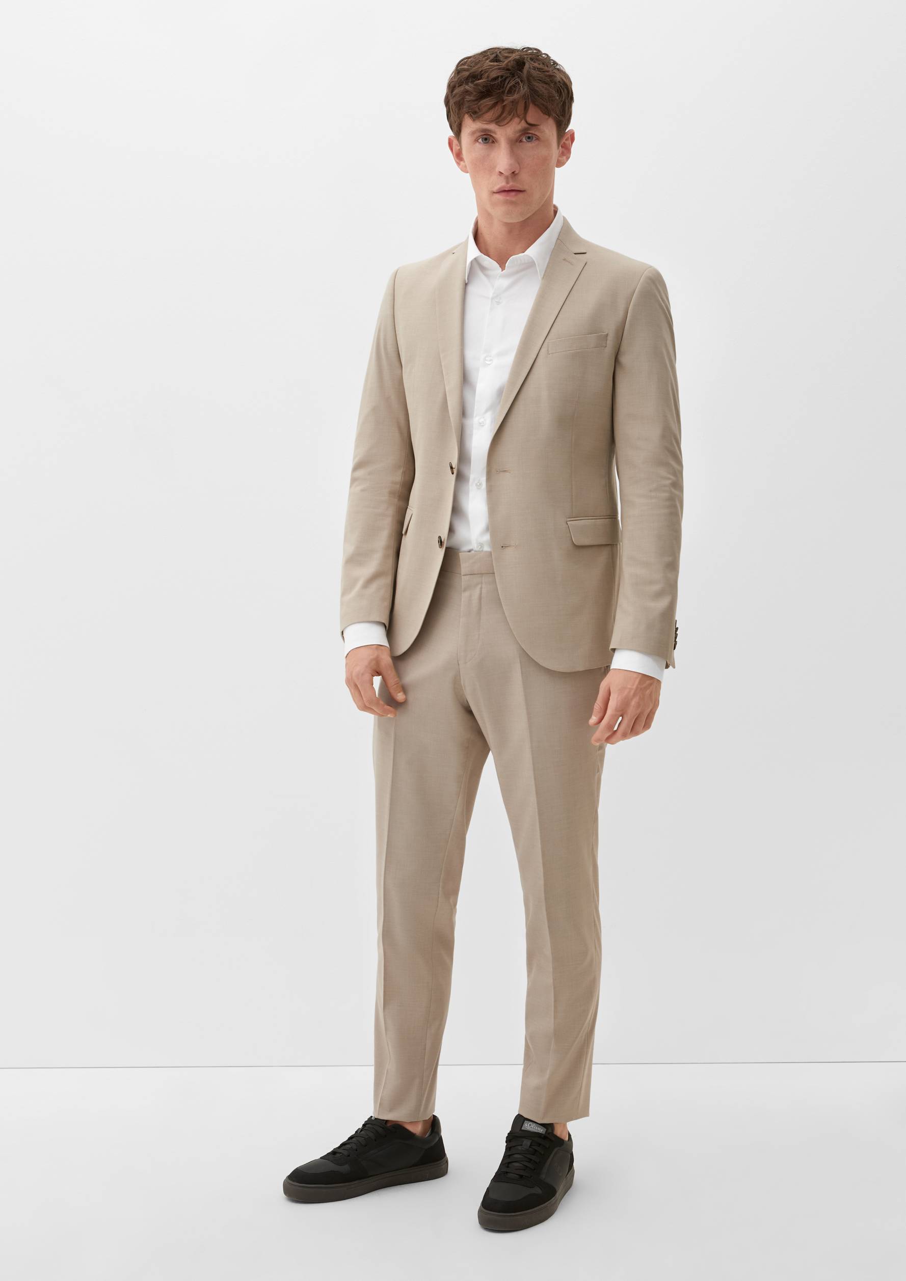 2130168_80M1 S.Oliver, drapp, slim fit öltöny férfi ünnepi alkalmakra