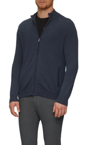 S.Oliver sötét kék pamut, zipzáras kardigán férfi