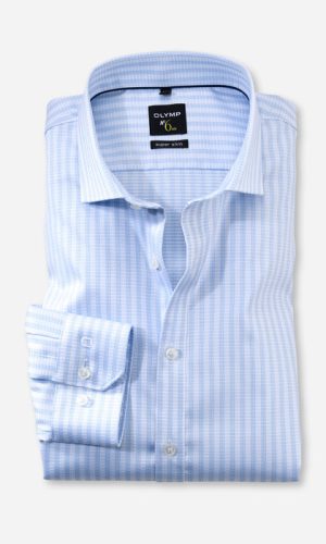 Olymp super slim fit világos kék,csíkos hosszú ujjú ing férfi