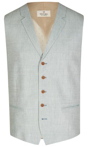 Wilvorst slim fit világos zöld vintage esküvői mellény férfi esküvői viselethez