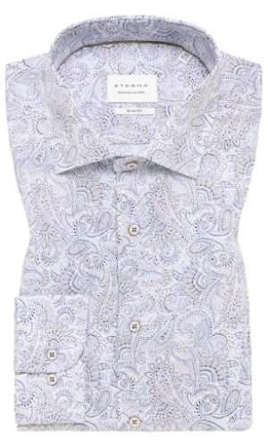 Eterna slim fit, kék mintás, hosszú ujjú ing férfi