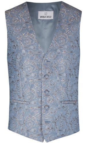 wilvorst slim fit világos kék mintás esküvői mellény