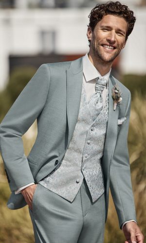 Wilvorst slim fit zsályazöld esküvői öltöny férfi esküvői viselethez