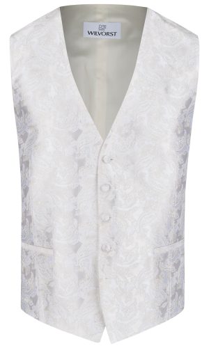 Wilvorst modern fit törtfehér mintás esküvői mellény férfi esküvői viselethez