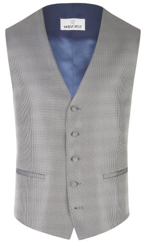 Wilvorst slim fit sötét kék ezüst mintás esküvői mellény férfi esküvői viselethez