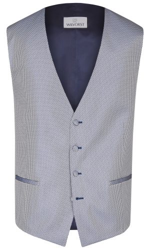 Wilvorst modern fit kék pöttyös esküvői mellény férfi esküvői viselethez