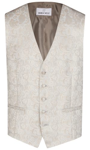 Wilvorst modern fit bézs mintás esküvői mellény férfi esküvői viselethez