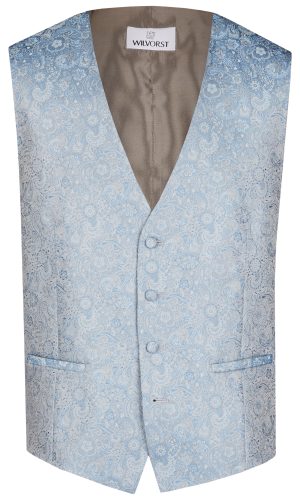 Wilvorst slim fit kék mintás esküvői mellény férfi esküvői viselethez