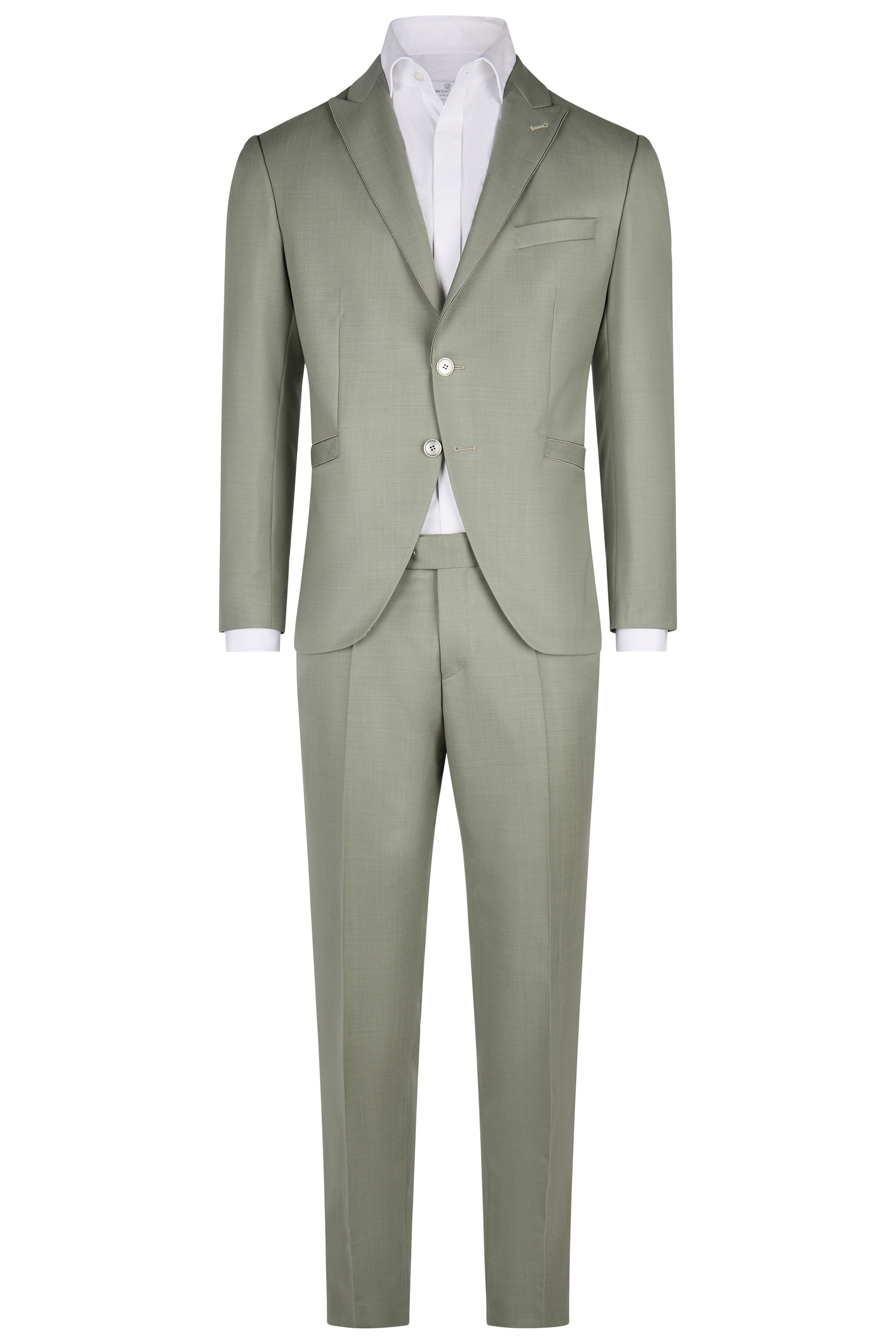 Wilvorst slim fit, világos föld zöld elegáns esküvői öltöny férfi esküvői viselethez