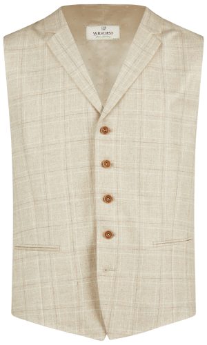 Wilvorst slim fit bézs vintage esküvői mellény férfi esküvői viselethez