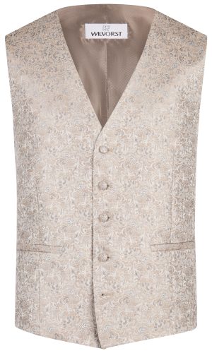wilvorst slim fit bézs mintás esküvői mellény