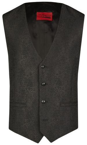 Tziacco slim fit fekete mintás esküvői mellény férfi esküvői viselethez