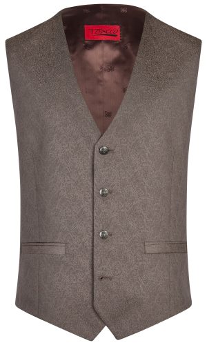 Tziacco slim fit barna mintás esküvői mellény férfi esküvői viselethez