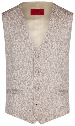 Tziacco slim fit világos barna mintás esküvői mellény férfi esküvői viselethez