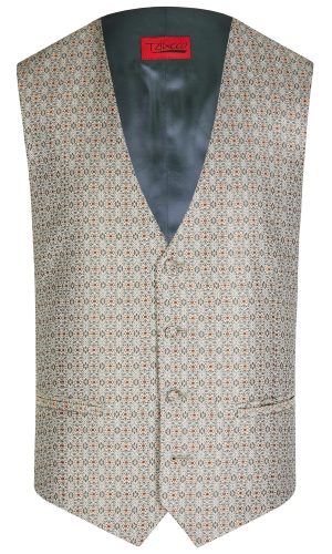 Tziacco slim fit zöld ezüst mintás esküvői mellény férfi esküvői viselethez