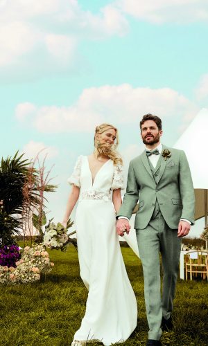 Atelier Torino, slim fit,  bambusz zöld vintage öltöny férfi esküvői viselethez