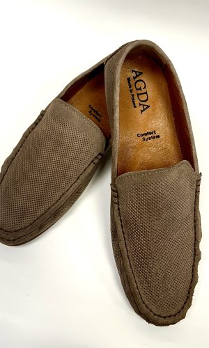 agda közép barna velúr bőr mokaszin cipő