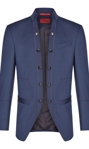 tziacco slim fit álló galléros, sötét kék esküvői öltöny